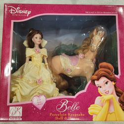 Disney Princess Belle Porcelain Keepsake Doll & Horse