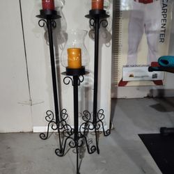 BLACK METAL CANDLE HOLDERS WITH GLASS COVER FOR $60