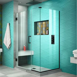 Shower Enclosure, 42 in. W x 30-3/8 in. D x 72 in. H Frameless Hinged