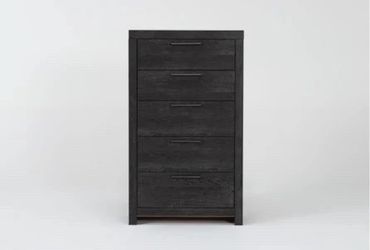 Dark Wood 5-Drawer Tall Chest Dresser