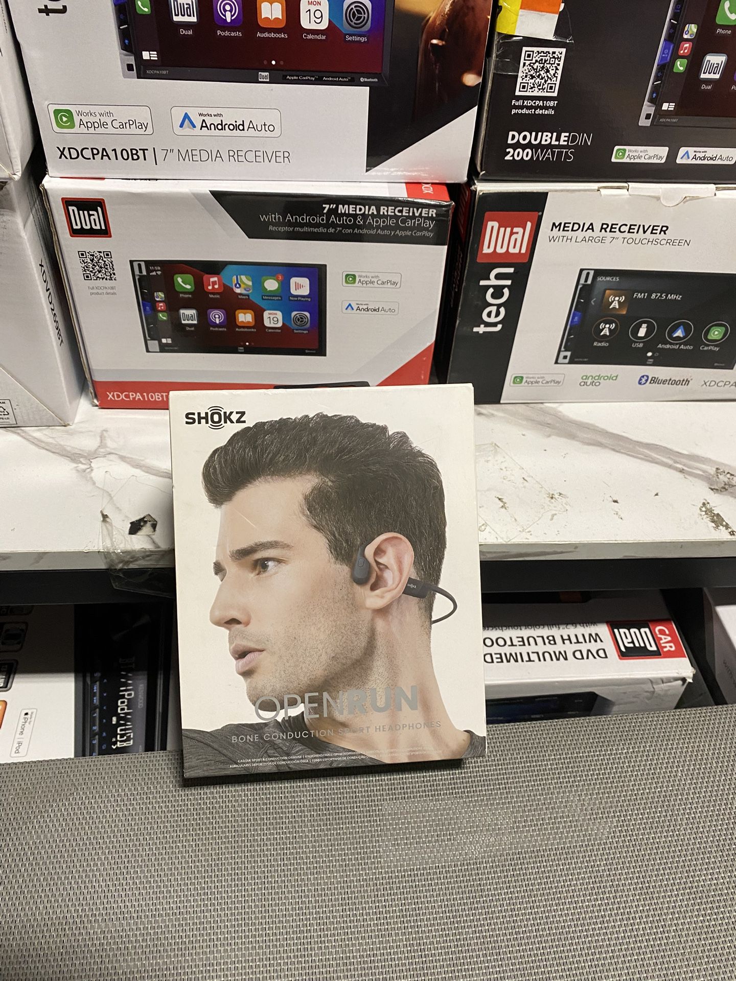 Wireless Bone Conduction Sport Headphones with Built-In Mic - Black