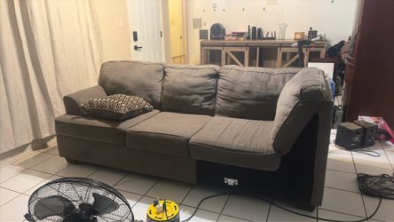 Gray Fabric 3-Seat Sofa
