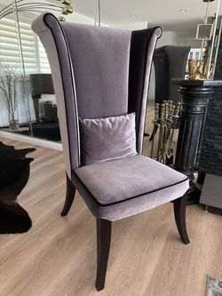 Designer High Back Grey Velvet Chair