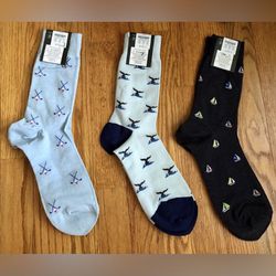 NWT, 3 Pairs of Men’s Dress/Casual Socks from Jcrew (Whales, Golf Clubs, Whales)