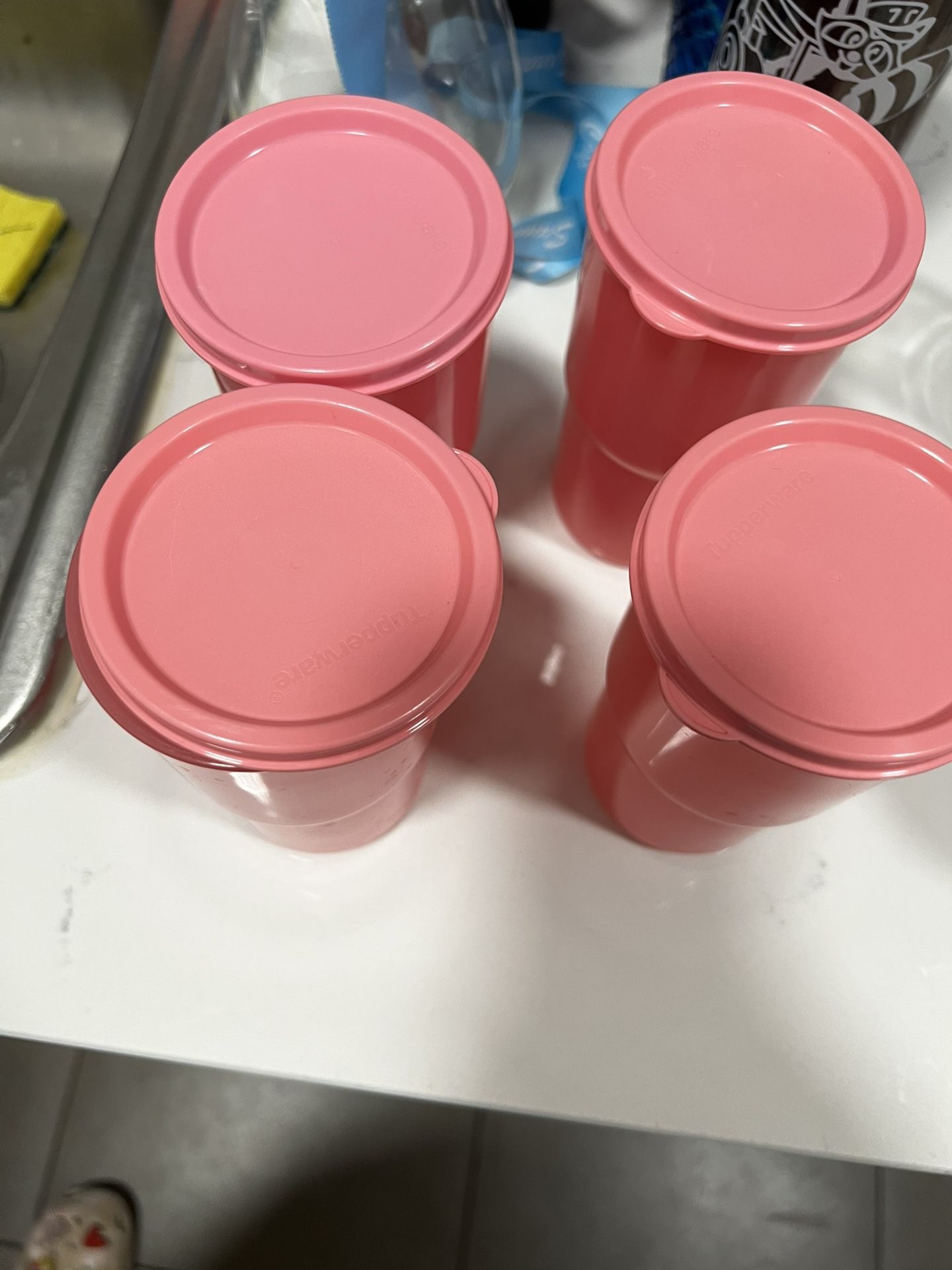 Pink Tupperware Cups