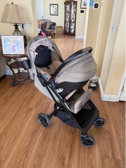 Joie Nutmeg Travel System with Mint Infant Car Seat - Maple: Adjustable Harness, 5-Point Harness, Safety Lock
