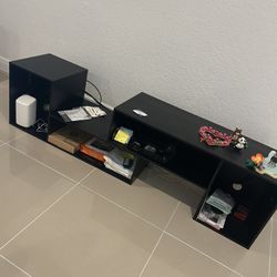 Black Modular Entertainment Center / TV Stand L– Modern Cube Storage