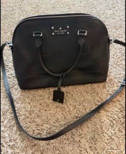 Authentic Kate Spade Black Pebbled Leather Satchel Crossbody Bag