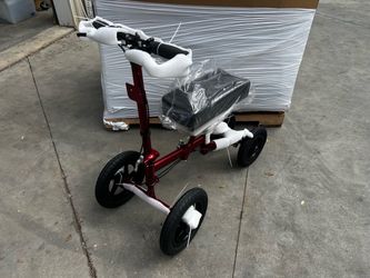 NEW 4-Wheel Seated Mobility Scooter – Folding Knee Walker – Red