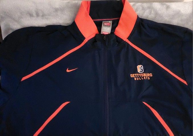 Vintage Nike Dri-FIT  NCAA “Gettysburg Bullets” Full-Zip Windbreaker Jacket Size : L Color : Navy Blue/ Orange 