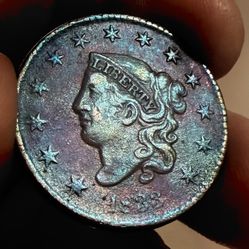 1833 Coronet Head Large Cent Small Letters  (Error rotated Die