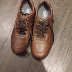 DREW Mens Brown Leather Lace Up Orthopedic Shoes Vibram Sole Size 13