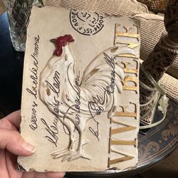 Tuscan Country “Vive Bene” Embossed Rooster Wall Plaque