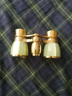 Vintage Bushnell 2x Coated Gold And Pearl Opera Glasses With Bag Japan 