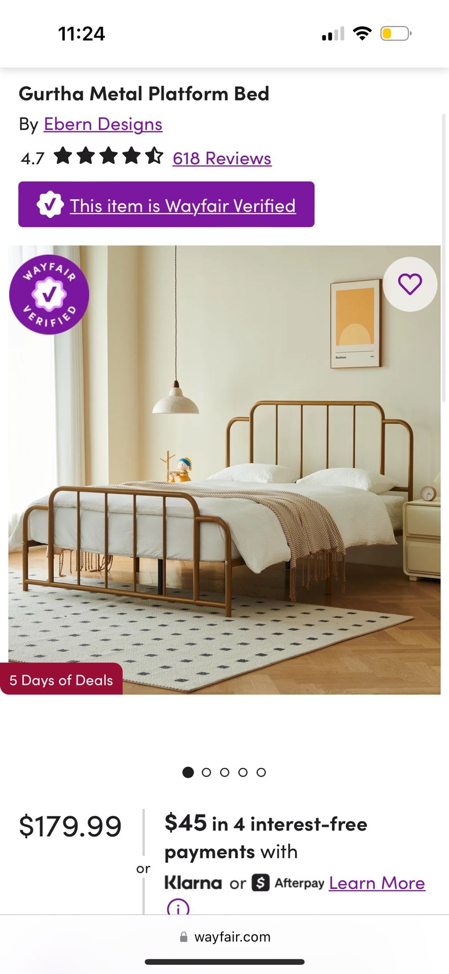 Queen Size Gurtha Metal Platform Bed Frame