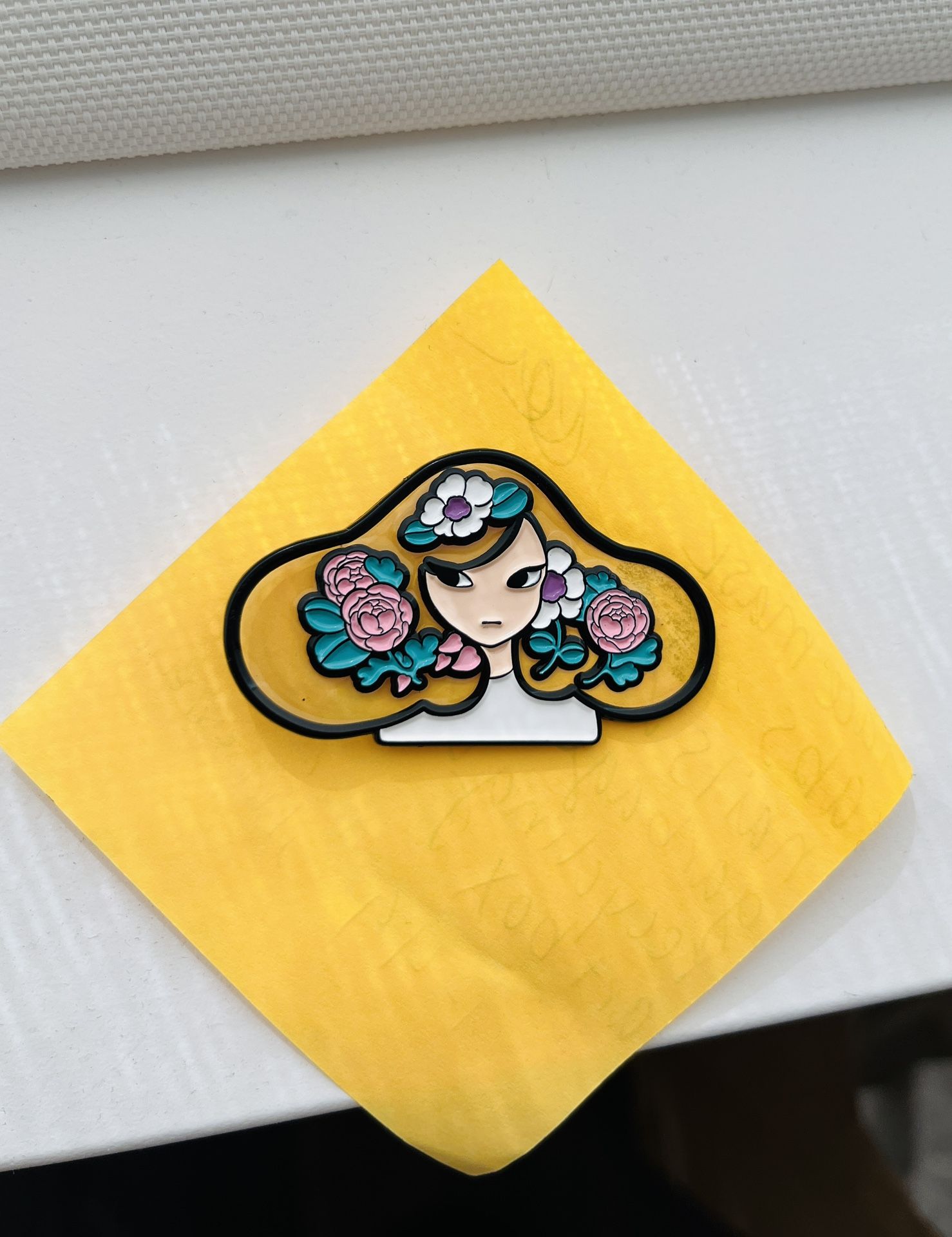 NEW Translucent Pin- Woman With Flowers In Hair