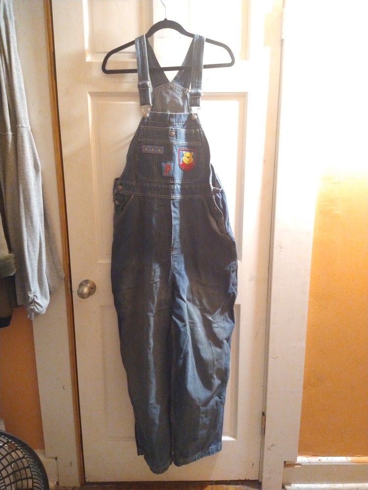 Disney Plus Pooh Blue Jean Overalls Size 16 Plus Women's
