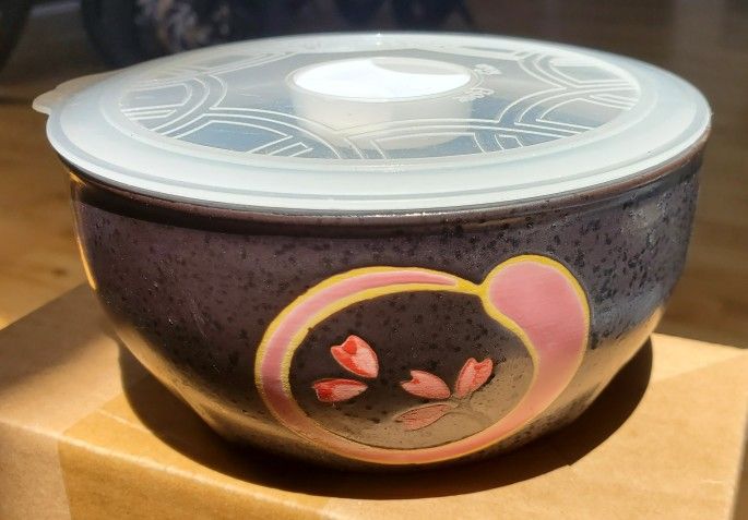 Bowl Ceramic Stoneware Asian Japanese + Chopsticks