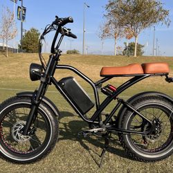 1000 Watt Electric Chopper Retro/70’s Style Ebike Hydraulic Brakes (Full Suspension) 25ah Battery (Black-or-Green)