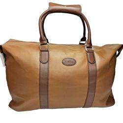 Bella Russo Large Brown Duffle Travel Bag Double Handle Zipper NWT