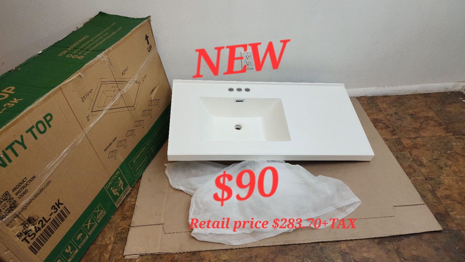  Single Sink Bath Vanity Top and Basin 