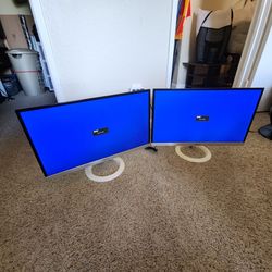 Two ASUS VZ239 23" 1080p 60hz Monitors, White & Silver