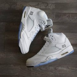 Jordan Retro 5 Metallic Silver Sneakers