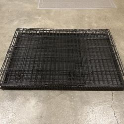 Large Foldable Metal Wire Dog Crate With Tray, Double Door, 42”x28”x30” Black
