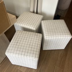 Set of 3 Cube Ottomans
