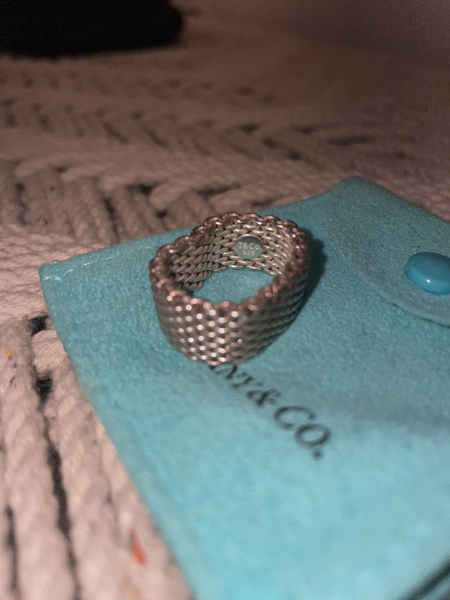 Authentic Tiffany & Co. Sterling Silver Mesh Women’s Ring 