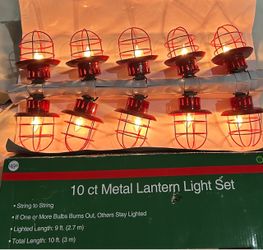 Holiday Decor - 10 ct Metal Lantern Light Set