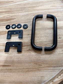 CRL black glass shower door handle kit, including two tubular pull handles, two mounting
