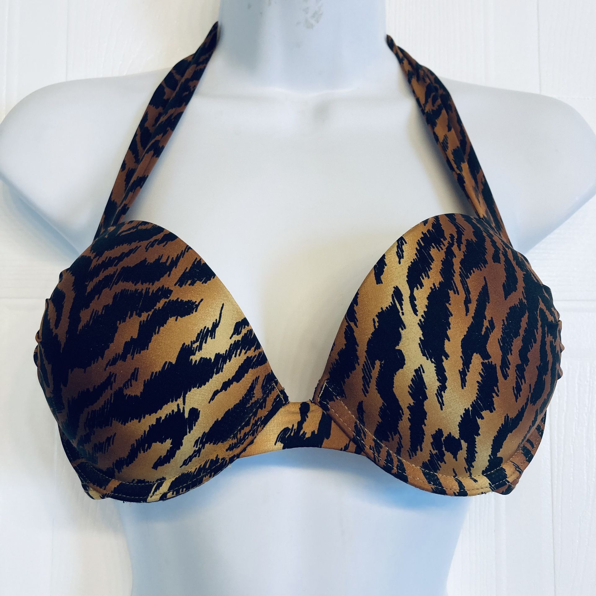 Victoria's Secret Swim Bombshell Bikini Top 34A Add 2 Cup Sizes Tiger Stripe