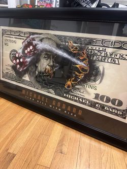 Michael Goddard Painting - $100 Bill with Dice