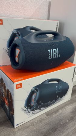Awesome JBL Boombox 4 speaker. Brand new in box. Has up to 28 hours playtime, plus it is waterproof and dustproof. Great for parties or just chilling.