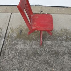 Child's Wooden Red Chair