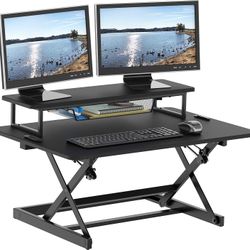 36-Inch Height Adjustable Standing Desk Sit to Stand Riser Converter Workstation, Black