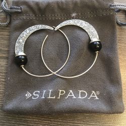 Silpada Sterling Silver .925 “Comet Tail” Chalcedony Threader Hoop Earings W1874