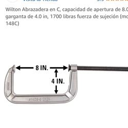 Wilton Abrazadera en C, capacidad de apertura de 8.0 in, garganta de 4.0 in, 1700 libras fuerza de sujeción (modelo 148C)