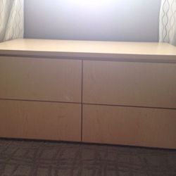 Custom, beige Formica 4 dresser drawer