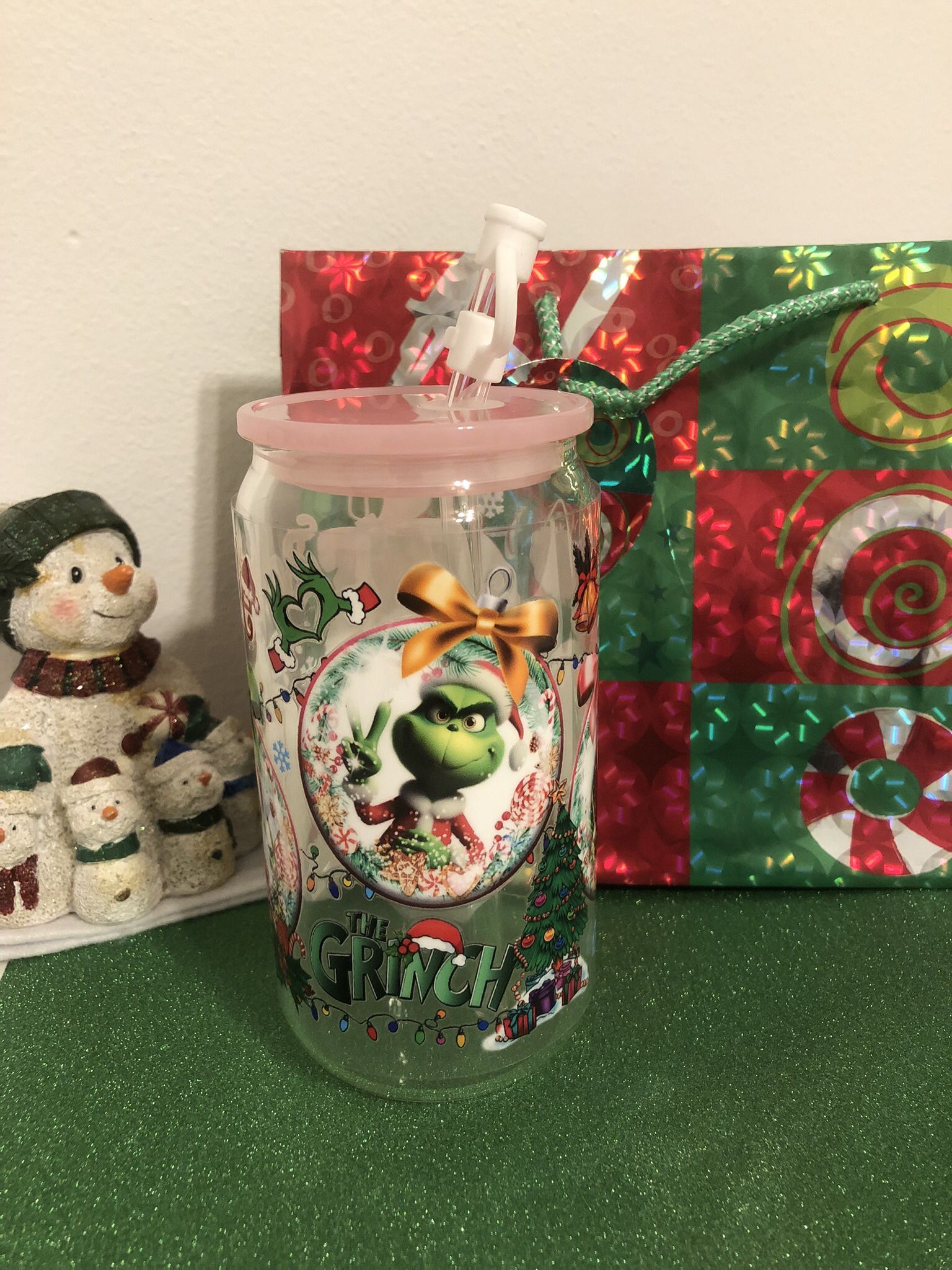 Grinch Ornaments Design Holiday Libby Glass Cup