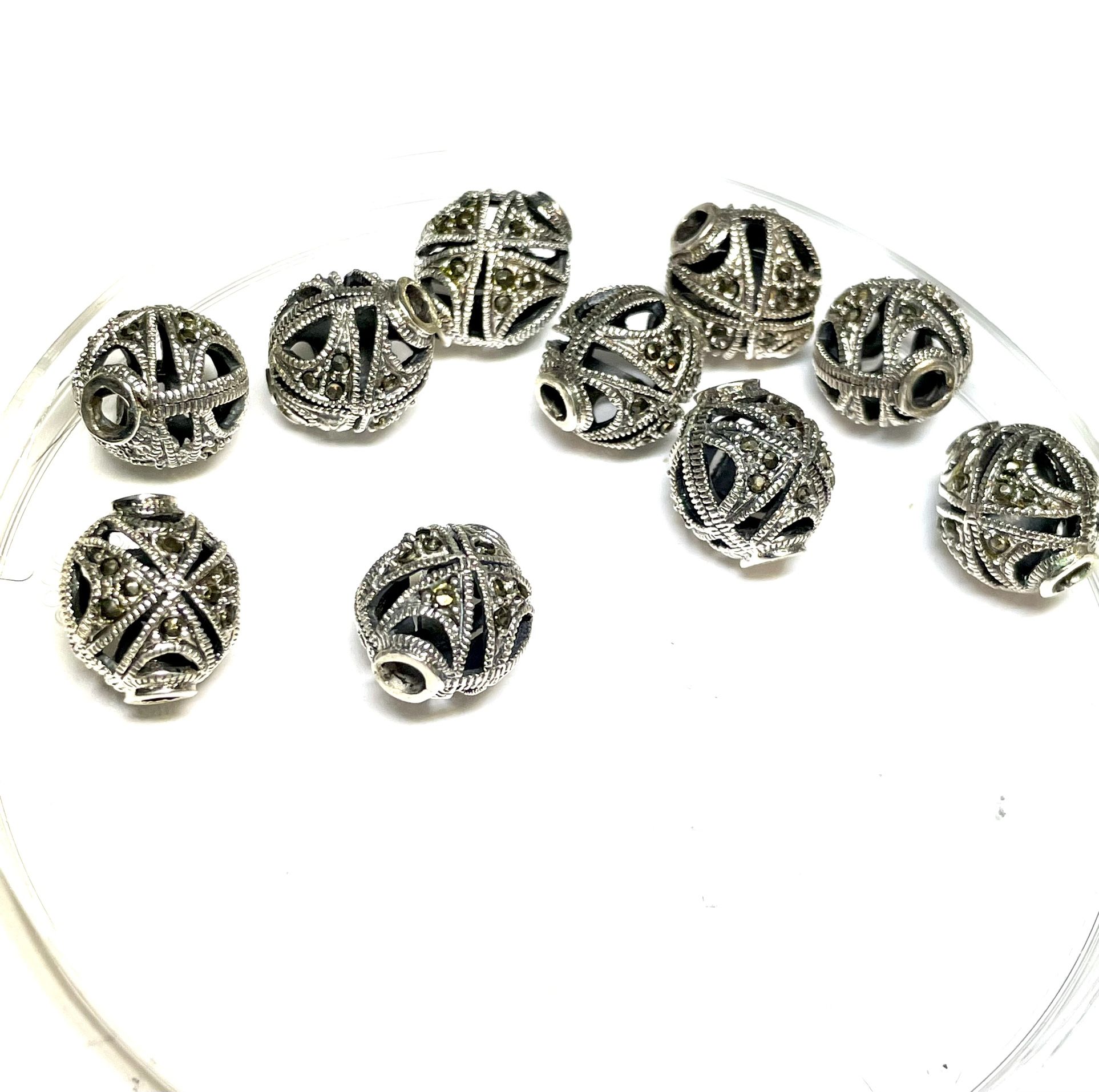 Lot Of 2 Sterling Marcasite Beads