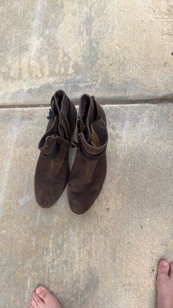 Brown Suede Ankle Boots with Side Zip