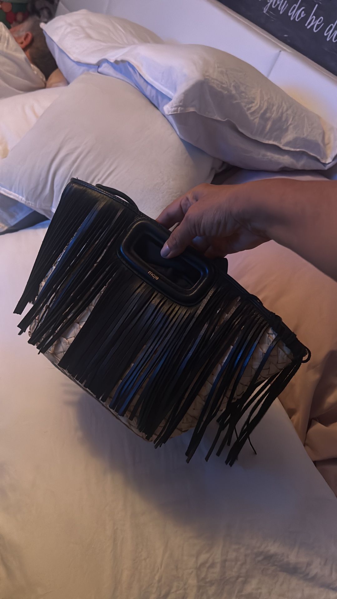 MAJE FRINGE WOVEN BAG