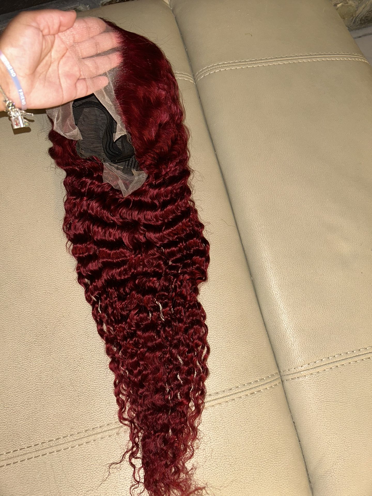 100% Human Hair 30 Inch Red Curly Wig 