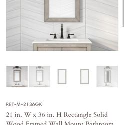 New Wood Framed Mirror 21”w x 36”h (Retail $189/pc)Have 2, $40/pc