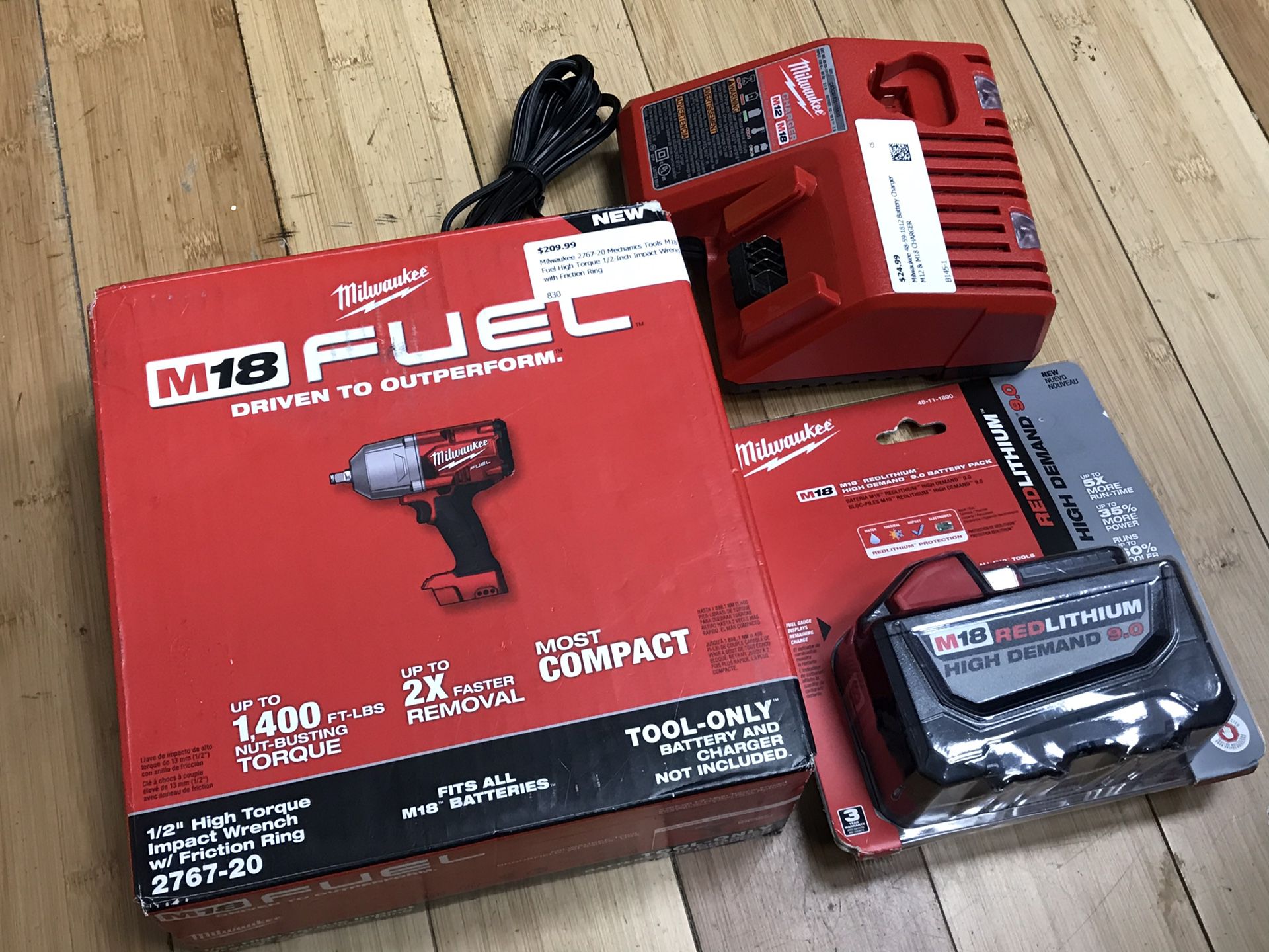 Milwaukee Fuel High Torque Impact Wrench 9.0 Battery & Charger