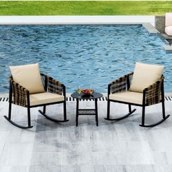 3 Pieces Outdoor Wicker Patio  Set