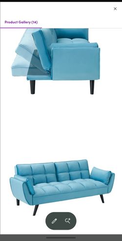 Blue Convertible Futon Sofa Bed – Adjustable Backrest