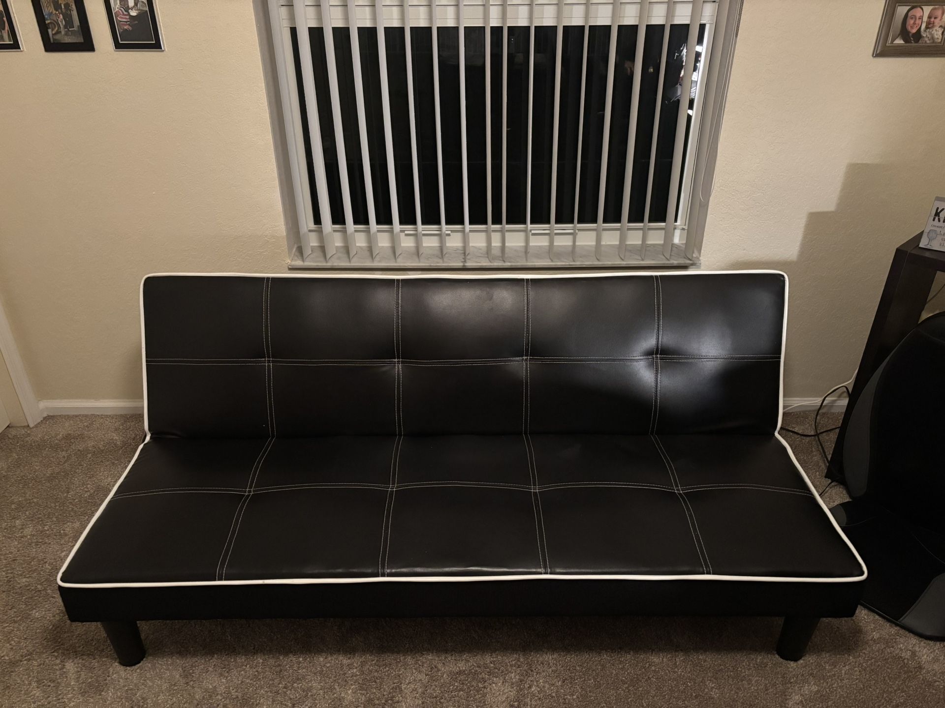 Black Leather Futon 